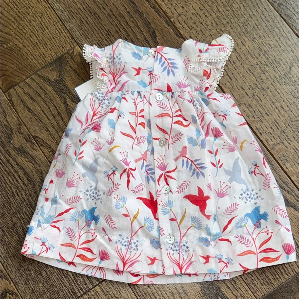 Tartine et Chocolat Baby Dress with Red and Blue Floral Design
